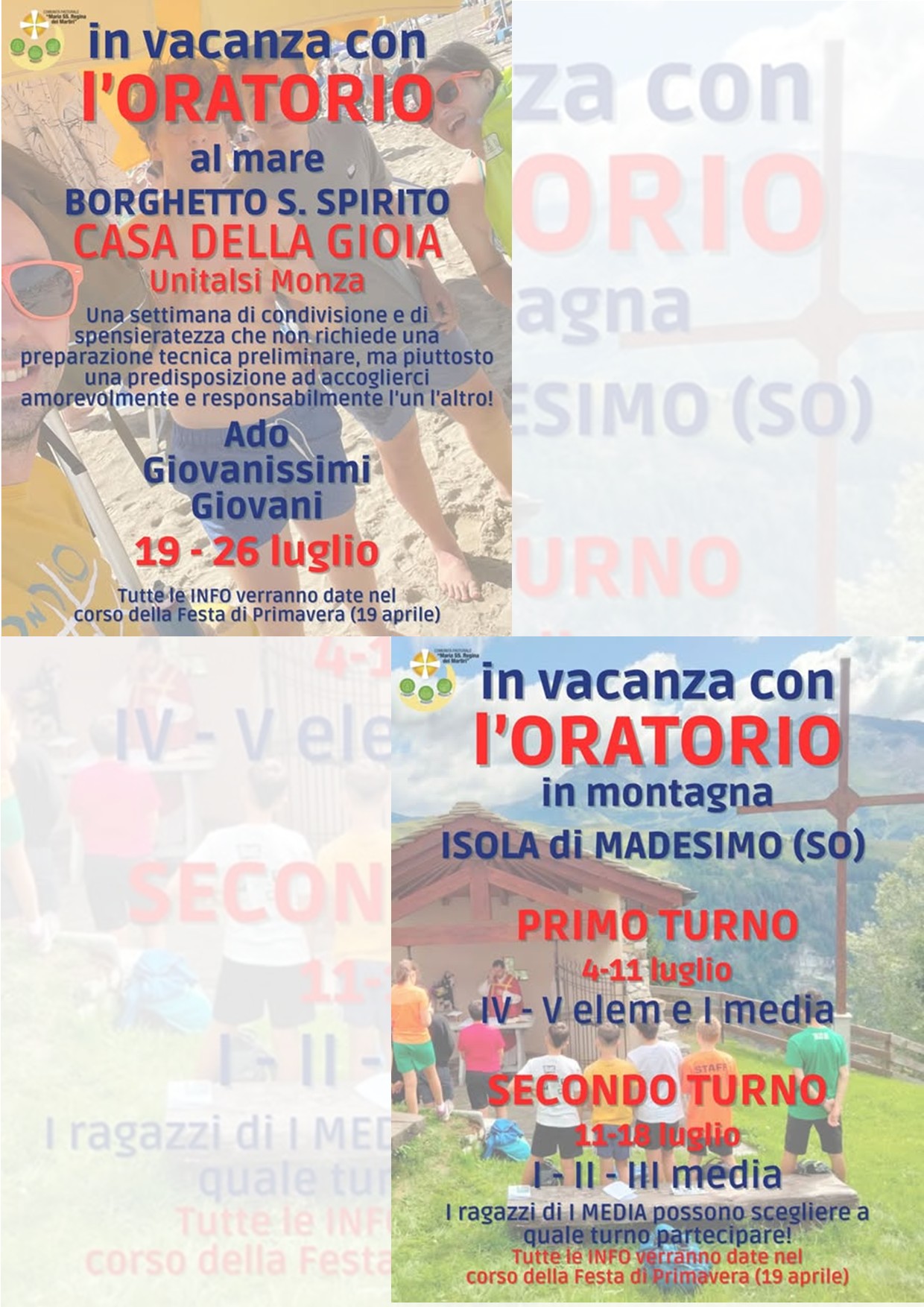 In Vacanza con l'Oratorio In Vacanza con l'Oratorio